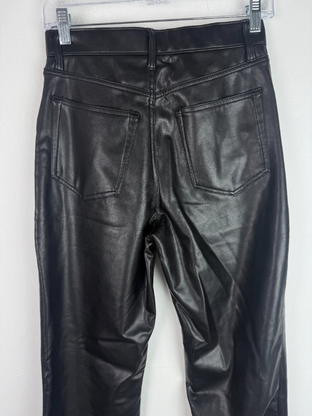NWT Abercrombie & Fitch 90s Straight Ultra High Rise Vegan Leather Pant 27 SHORT - Picture 9 of 11